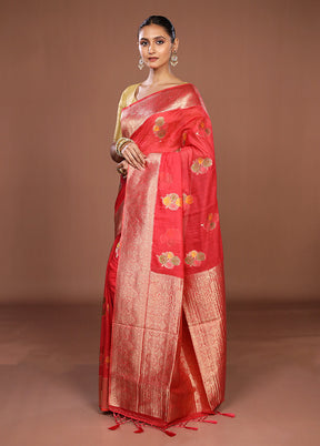 Pink Dupion Silk Saree With Blouse Piece