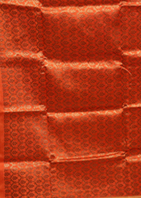 Rust Handloom Tussar Pure Silk Saree With Blouse Piece