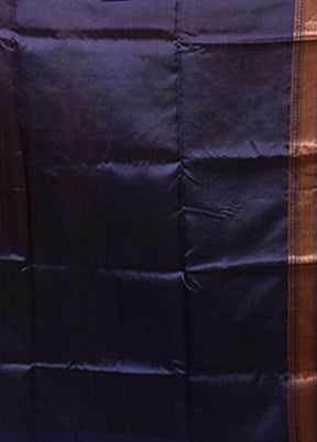 Blue Handloom Tussar Pure Silk Saree With Blouse Piece