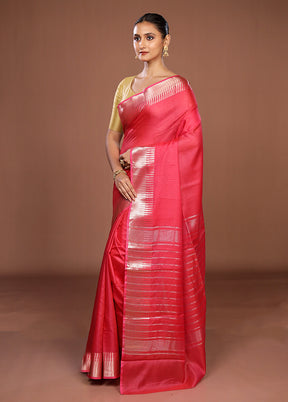 Pink Cotton Saree With Blouse Piece