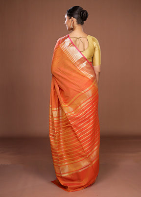 Yellow Cotton Saree With Blouse Piece