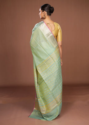 Green Cotton Saree With Blouse Piece