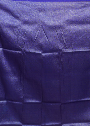 Blue Dupion Silk Saree With Blouse Piece