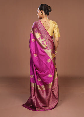 Purple Dupion Silk Saree With Blouse Piece