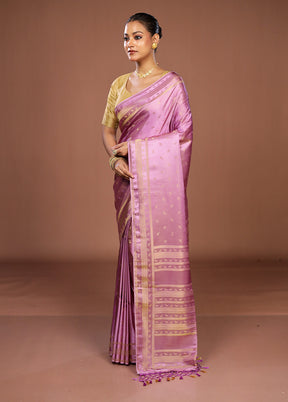 Purple Dupion Silk Saree With Blouse Piece