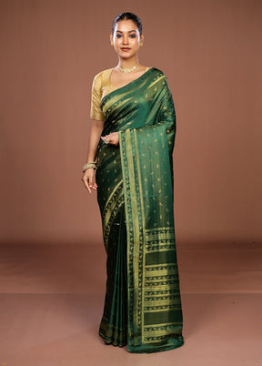Green Dupion Silk Saree With Blouse Piece