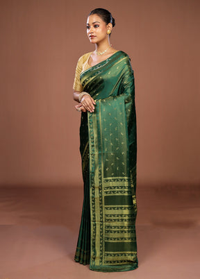 Green Dupion Silk Saree With Blouse Piece