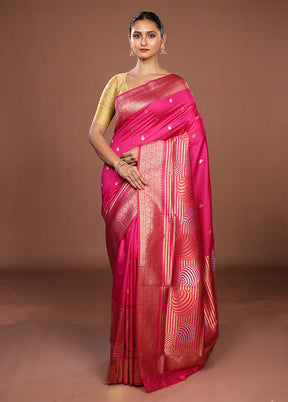 Pink Dupion Silk Saree With Blouse Piece