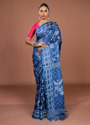 Multicolor Handloom Tussar Pure Silk Saree With Blouse Piece