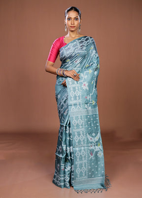 Multicolor Handloom Tussar Pure Silk Saree With Blouse Piece