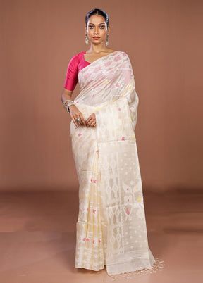 Multicolor Handloom Tussar Pure Silk Saree With Blouse Piece