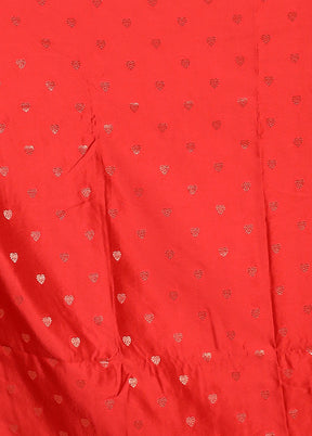 Red Dupion Silk Saree With Blouse Piece