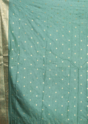 Green Dupion Silk Saree With Blouse Piece