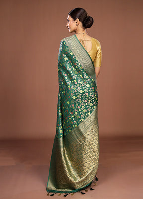 Green Dupion Silk Saree With Blouse Piece