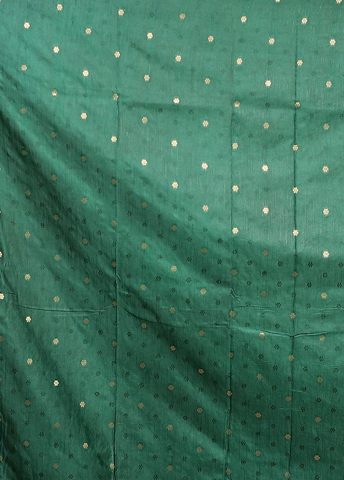 Green Dupion Silk Saree With Blouse Piece