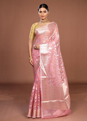 Pink Organza Saree With Blouse Piece