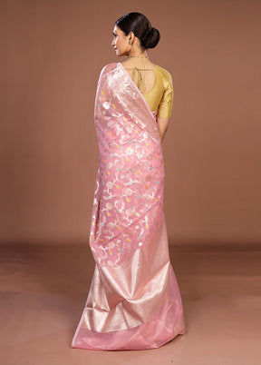 Pink Organza Saree With Blouse Piece