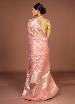 Pink Organza Saree With Blouse Piece