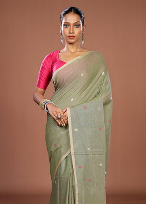 Green Matka Silk Saree With Blouse Piece