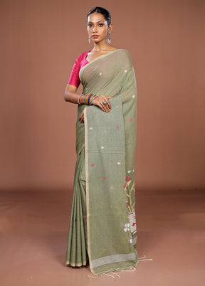 Green Matka Silk Saree With Blouse Piece