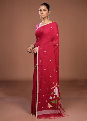 Pink Matka Silk Saree With Blouse Piece