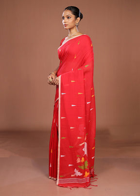 Red Matka Silk Saree With Blouse Piece