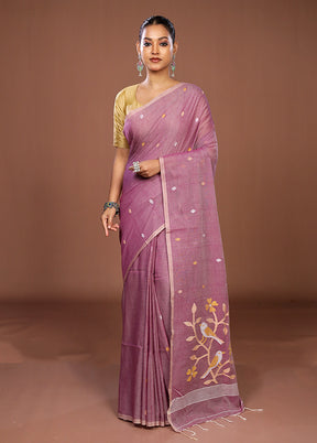 Purple Matka Silk Saree With Blouse Piece