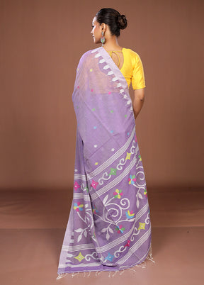 Purple Matka Silk Saree With Blouse Piece