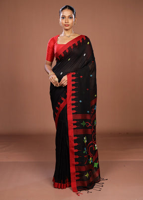 Black Matka Silk Saree With Blouse Piece