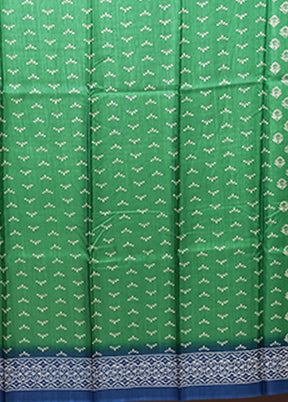 Green Chanderi Cotton Saree With Blouse Piece