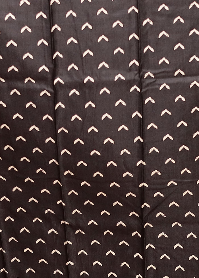 Black Chanderi Cotton Saree With Blouse Piece