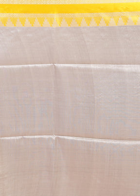 Cream Handloom Tussar Pure Silk Saree With Blouse Piece