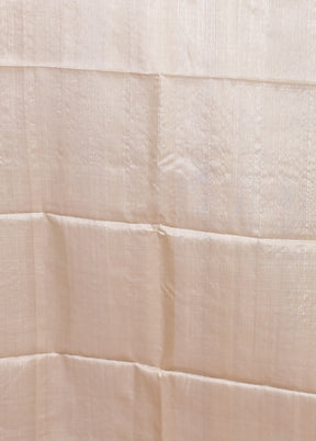 Cream Handloom Tussar Pure Silk Saree With Blouse Piece