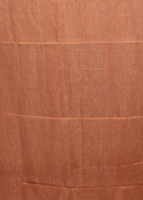 Rust Linen Silk Saree With Blouse Piece