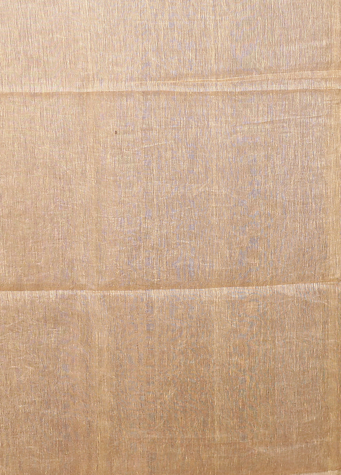 Cream Linen Silk Saree With Blouse Piece