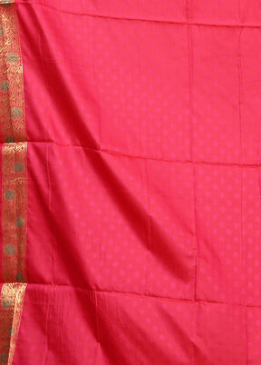Pink Dupion Silk Saree With Blouse Piece
