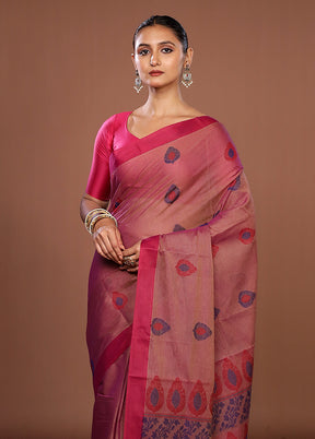 Purple Cotton Saree With Blouse Piece