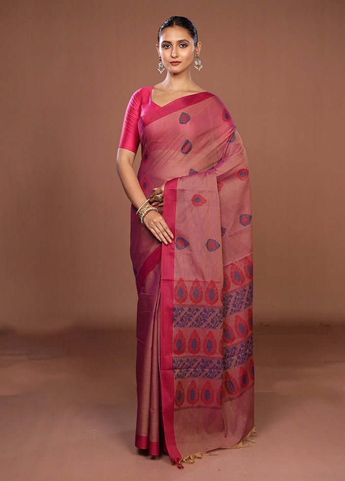 Purple Cotton Saree With Blouse Piece
