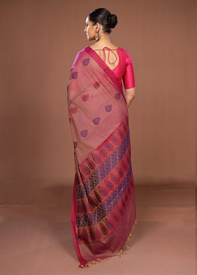 Purple Cotton Saree With Blouse Piece