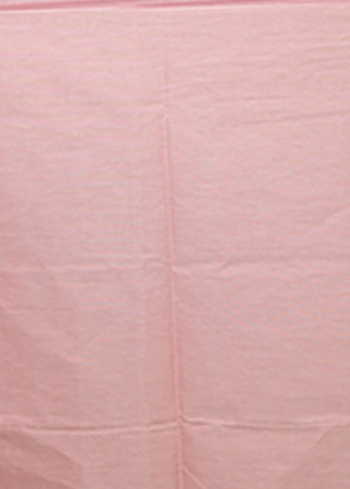 Pink Cotton Saree With Blouse Piece