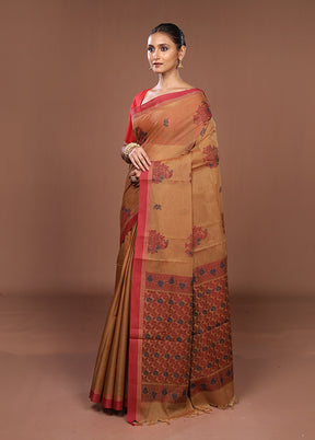 Maroon Cotton Saree With Blouse Piece