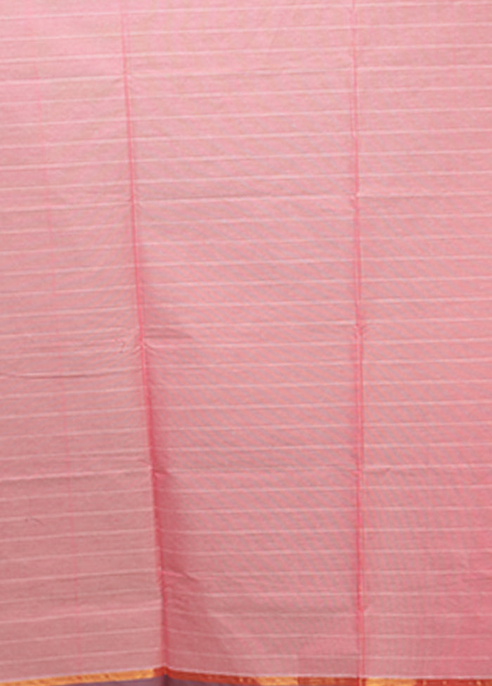 Pink Cotton Saree With Blouse Piece