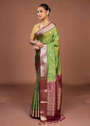 Green Kanjivaram Silk Saree With Blouse Piece