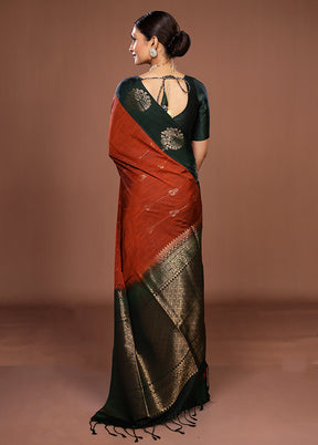 Maroon Kanjivaram Silk Saree With Blouse Piece