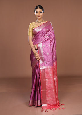 Purple Kanjivaram Silk Saree With Blouse Piece