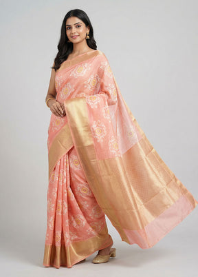 Pink Pure Cotton Saree With Blouse Piece