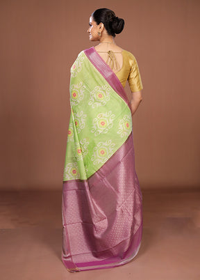 Green Pure Cotton Saree With Blouse Piece
