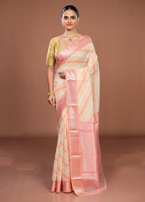 Cream Pure Cotton Saree With Blouse Piece