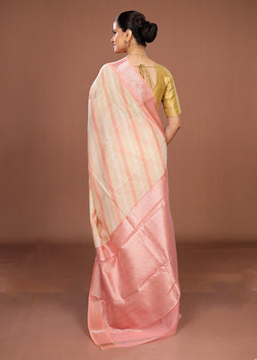 Cream Pure Cotton Saree With Blouse Piece