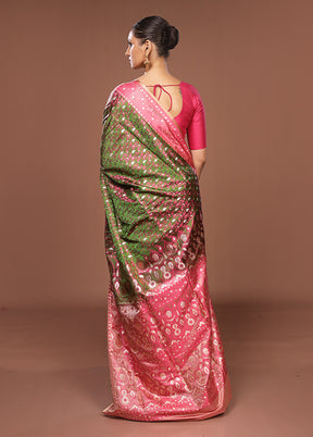 Green Tanchoi Silk Saree With Blouse Piece